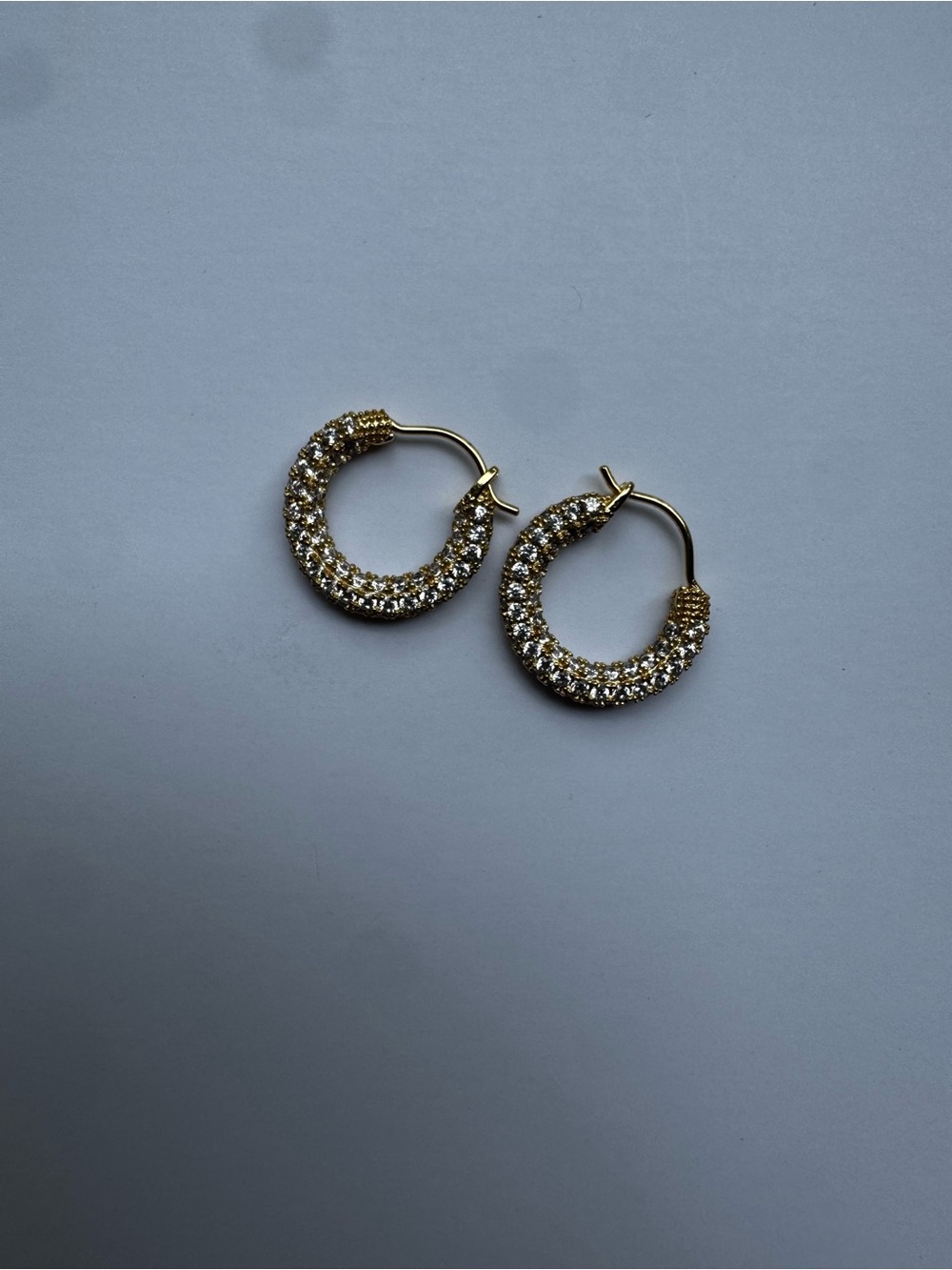 Luv Aj Gold Crystal Pavé Mini Hoop Earrings